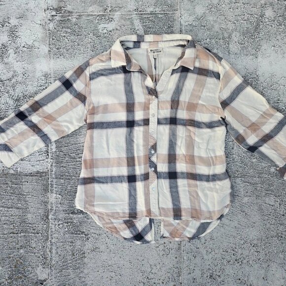 Hester & Orchard Tops - Hester & Orchard Shirt Top Long Sleeve Botton Front Blouse Rayon Plaid Size XL